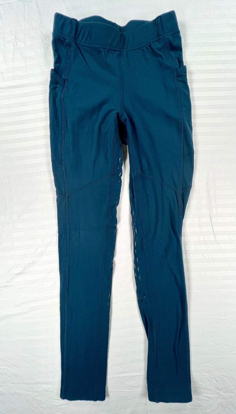 Kerrits Teal Blue IceFil Fullseat Grip Riding Tights (Kid's Size L)